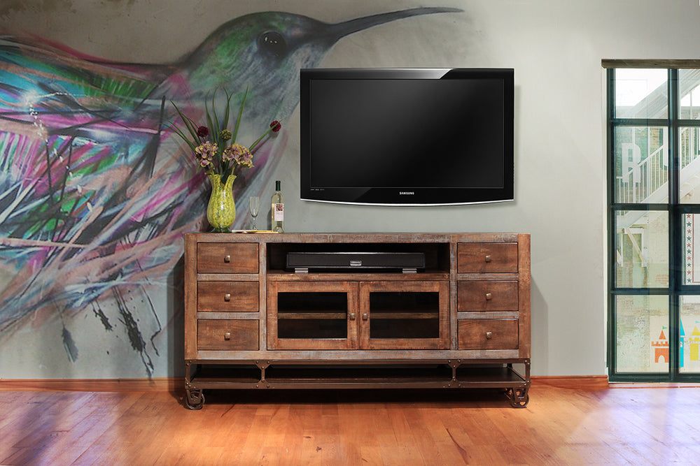 Urban Gold-Stand para TV 2 puertas con vidrio