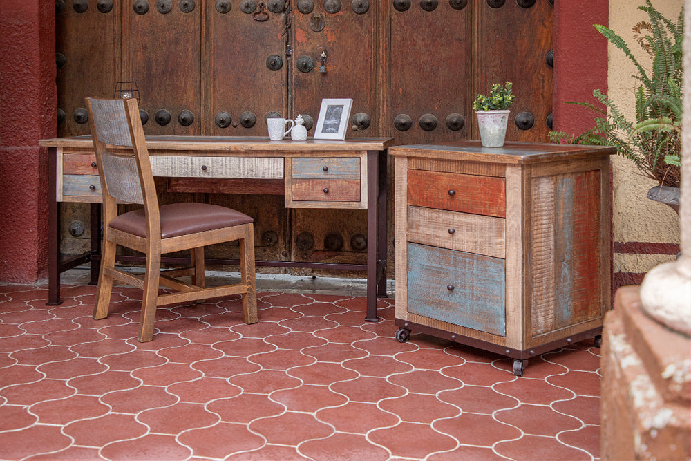 Antique Multicolor-5 Drawer Desk