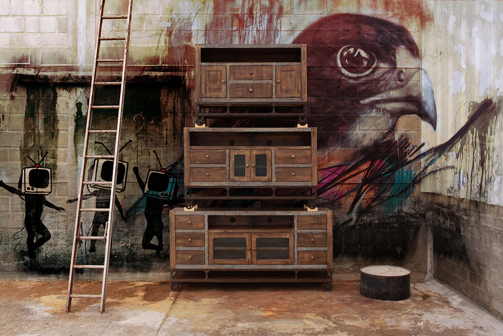Urban Gold-Stand para TV, 2 puertas, 4 cajones