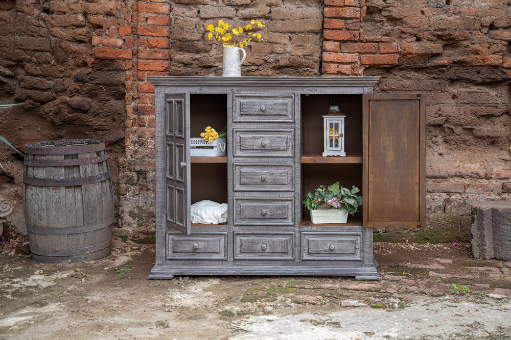 Terra Gray-7 Drawer 2 Doors Mule Chest