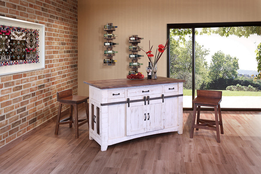 Pueblo White-3 Drawer 2 Sliding Doors 4 Mesh Doors Kitchen Island