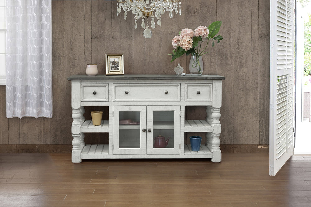 Stone-3 Drawer 2 Glass Door 60" TV Stand