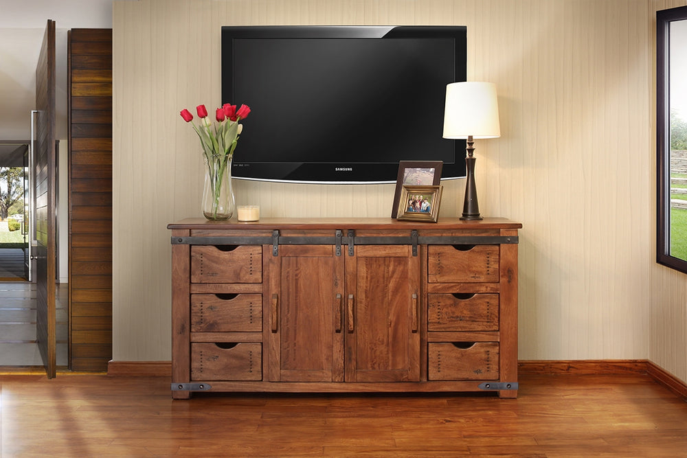 Parota-Stand para TV, 6 cajones, 2 puertas