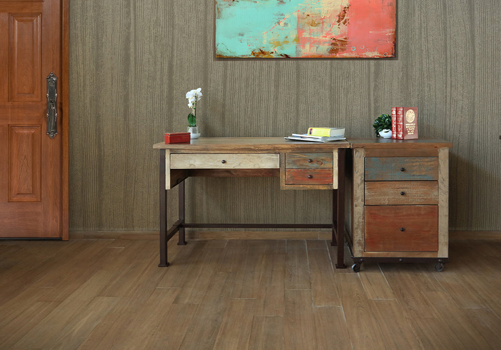 Antique Multicolor-3 Drawer Desk