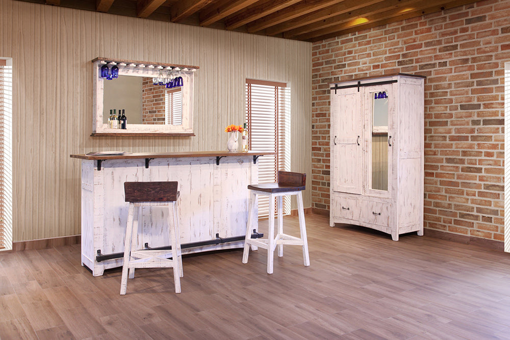 Pueblo White-2 Drawer 2 Door Bar
