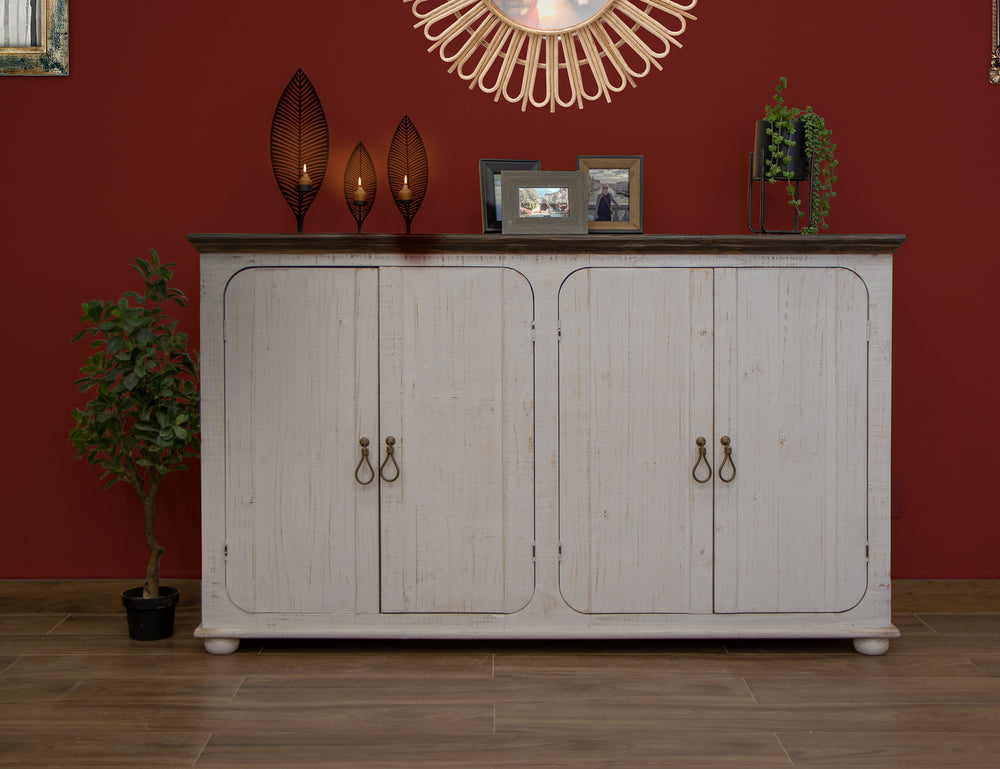 Alba-Consola, 4 puertas, acabado blanco