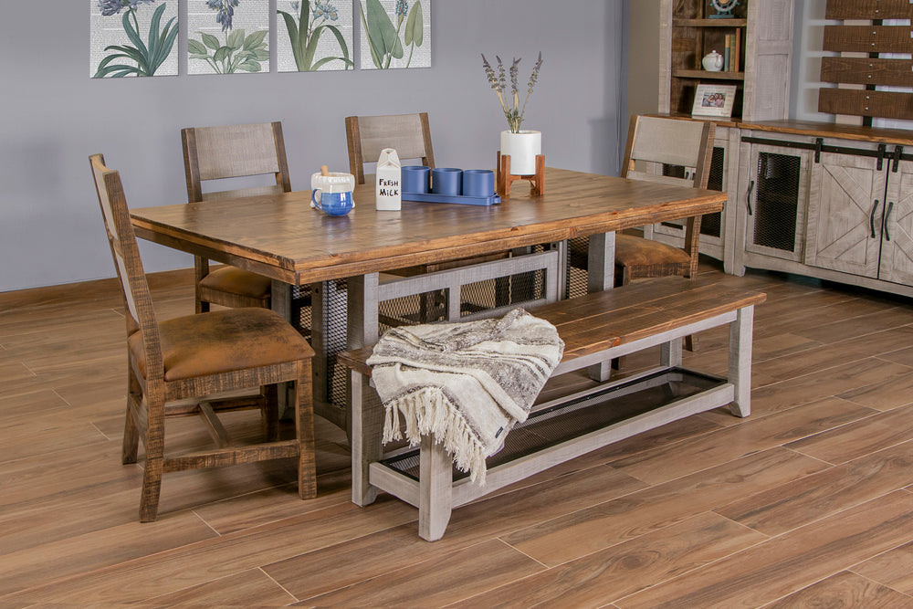 Pueblo Gray-Silla de madera con asiento tapizado