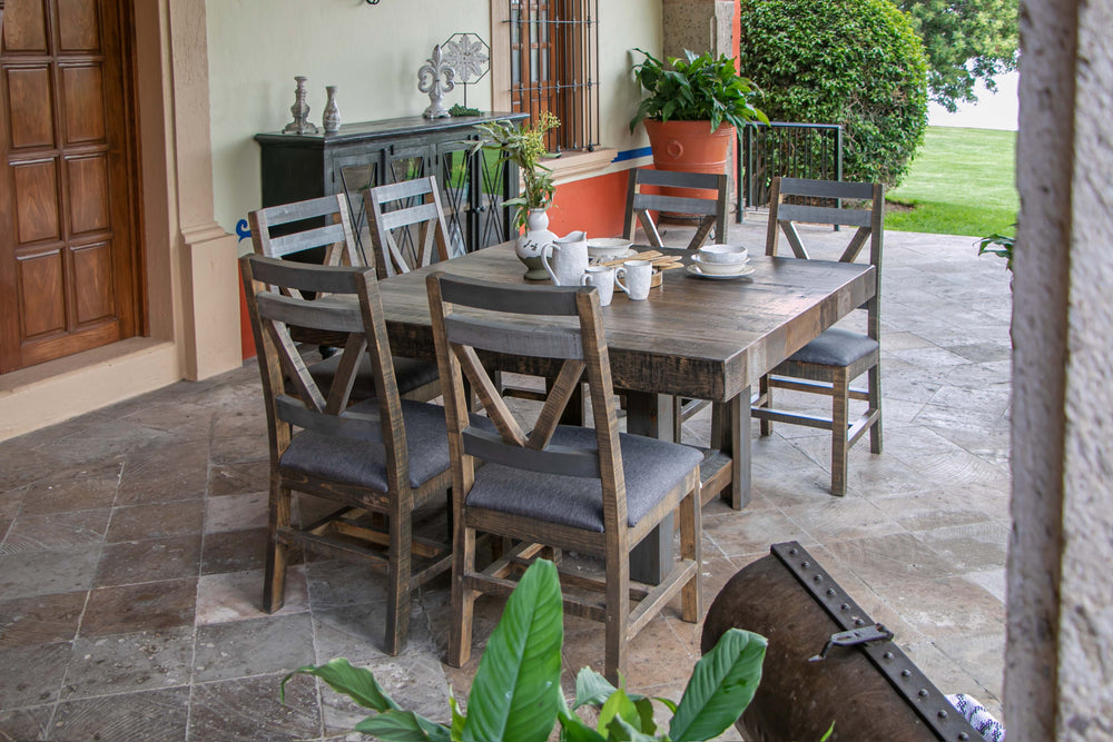 Loft Brown-Silla de madera con asiento tapizado