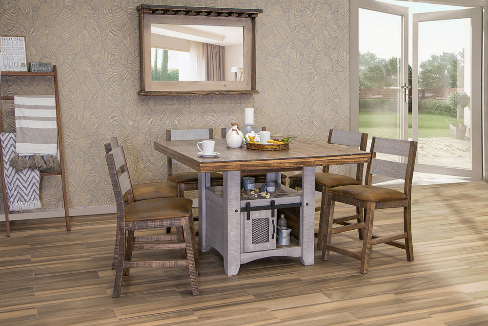 Pueblo Gray-Faux Leather Seat 24" Barstool