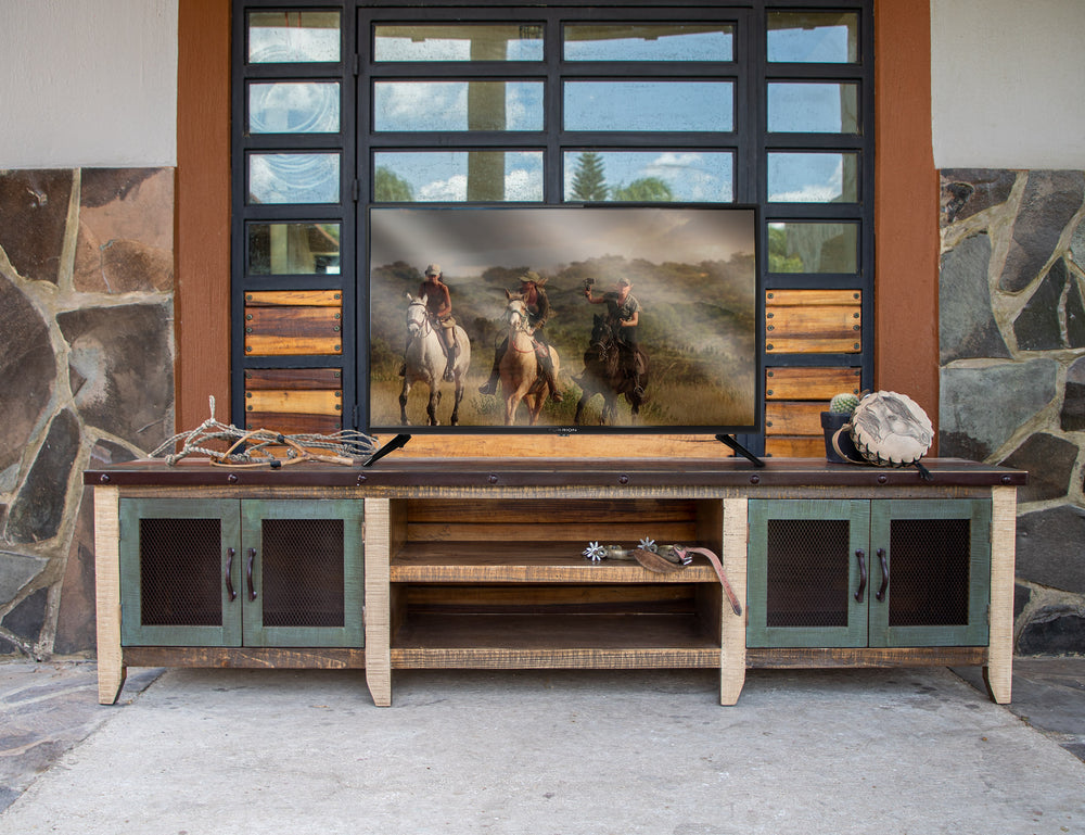 Antique Multicolor-4 Door 93" TV Stand