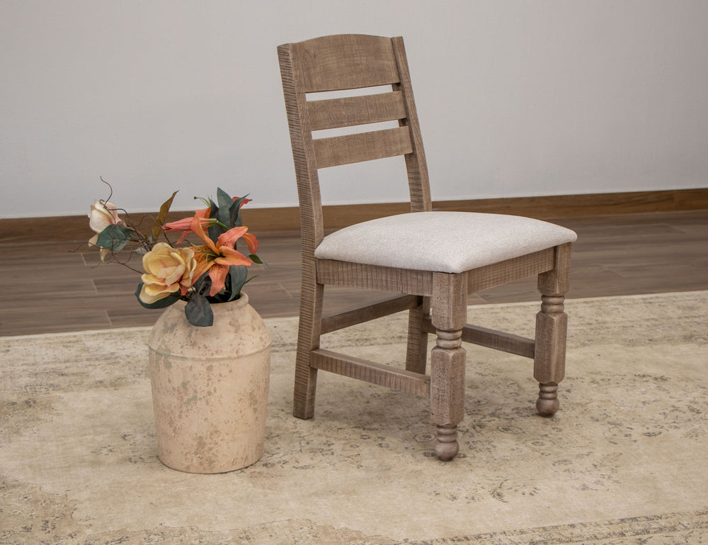 Natural Stone-Silla de madera con asiento tapizado