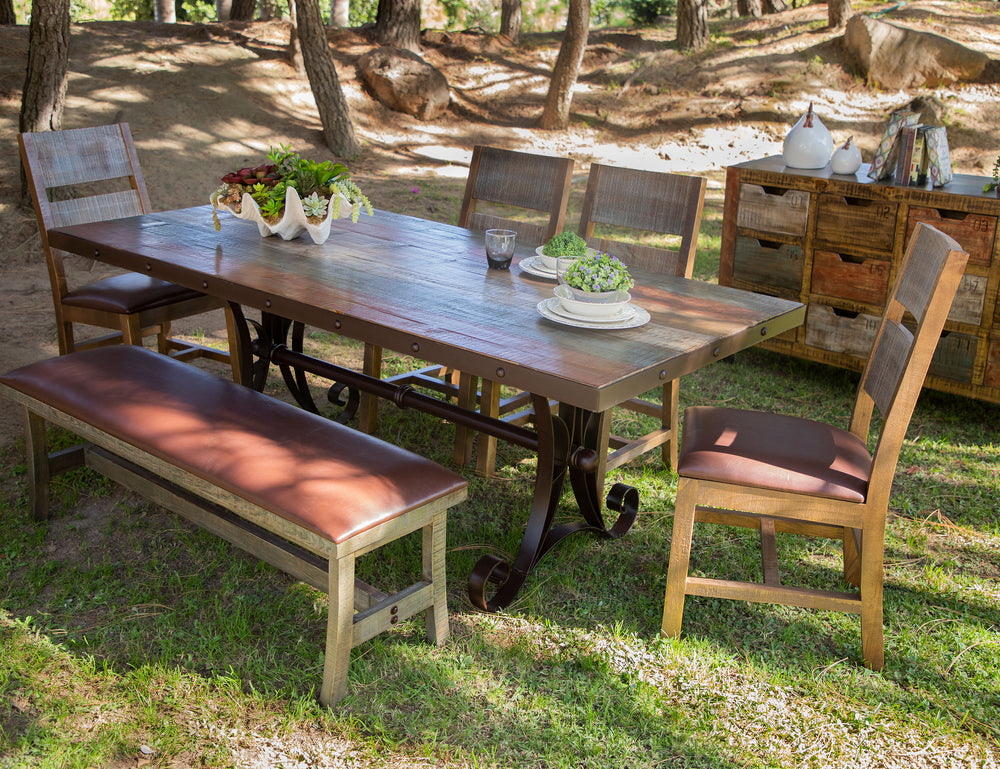 Antique Multicolor-Mesa comedor, base de hierro