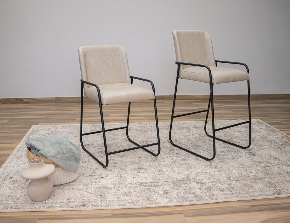 Seating-Wooden Frame & Metal Base, 24" Upholstered Barstool