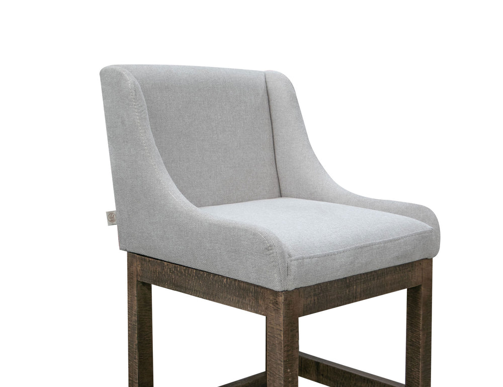 Gray-Wooden Frame & Base, 30" Upholstered Barstool