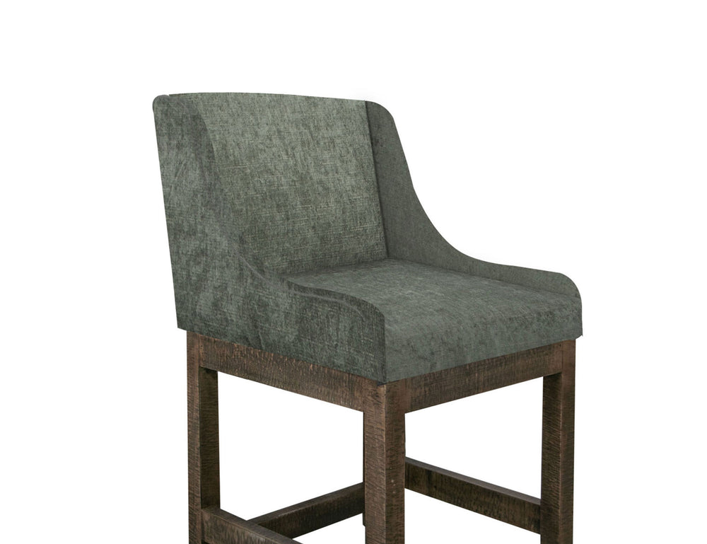 Gray-Wooden Frame & Base, 30" Upholstered Barstool