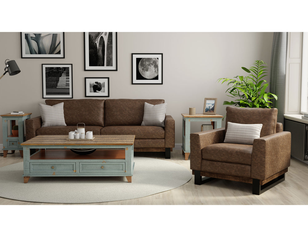 Blackburn-Base de metal y madera, Loveseat
