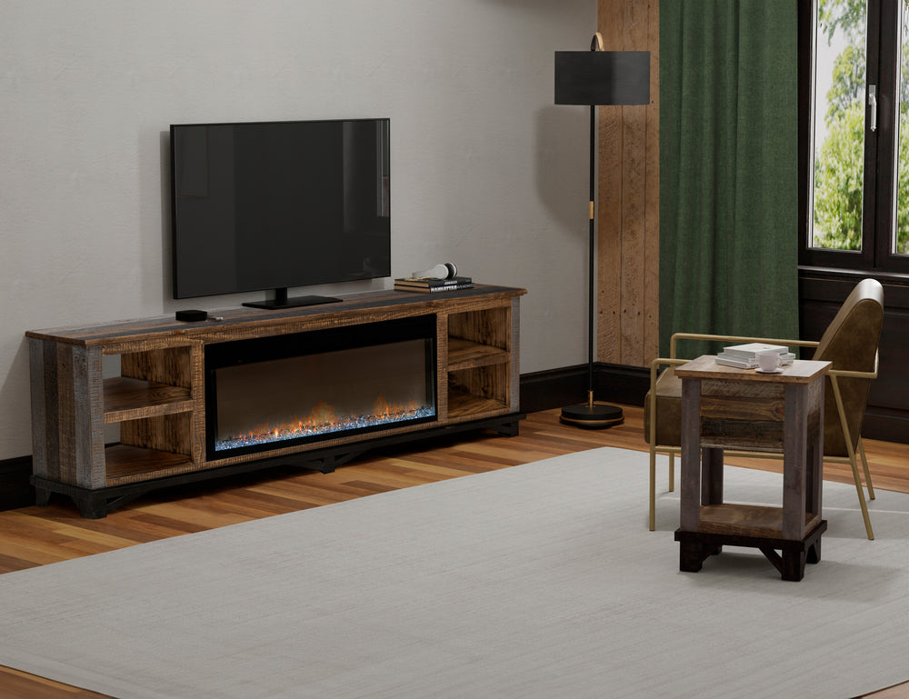 Loft Brown-4 Shelves Fireplace TV Stand
