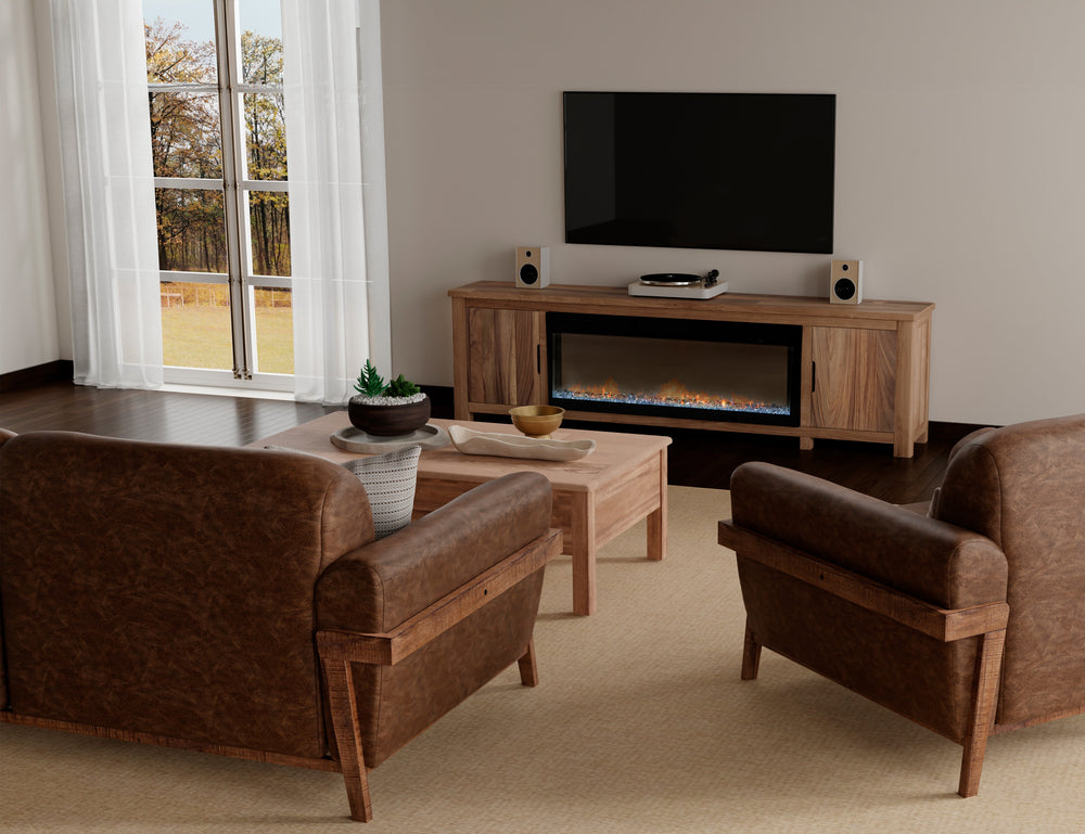 Natural Parota-2 Door Fireplace TV Stand