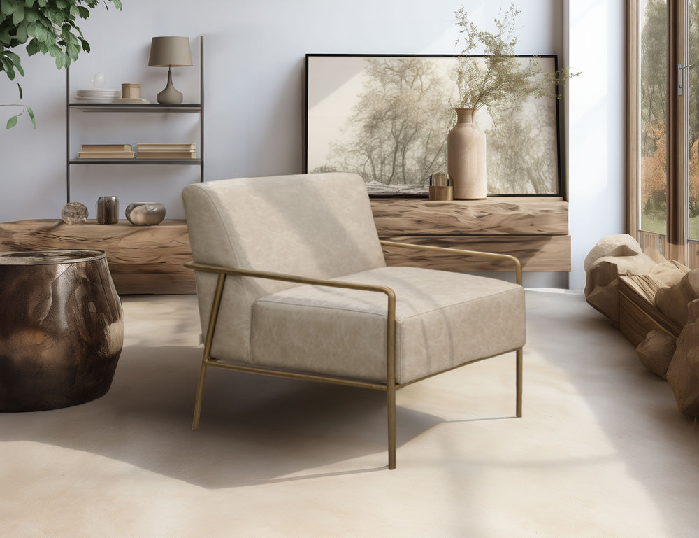 Aragon-Sillón, estructura de madera y base de metal