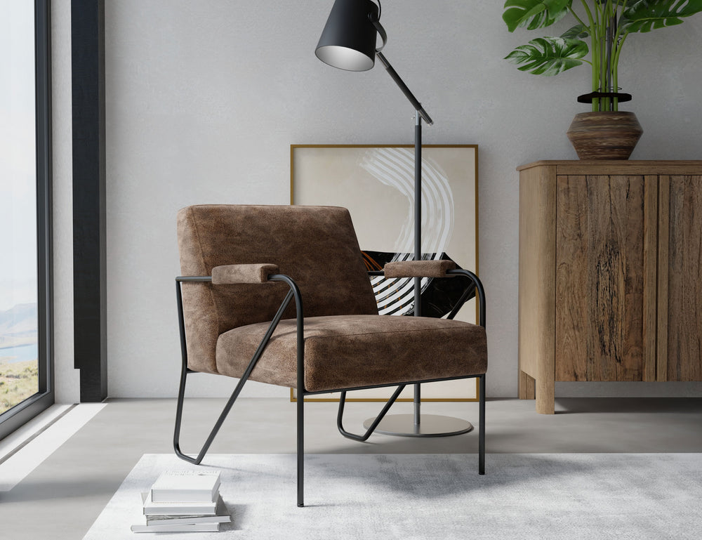 Lotus-Sillón, estructura de madera y base de metal