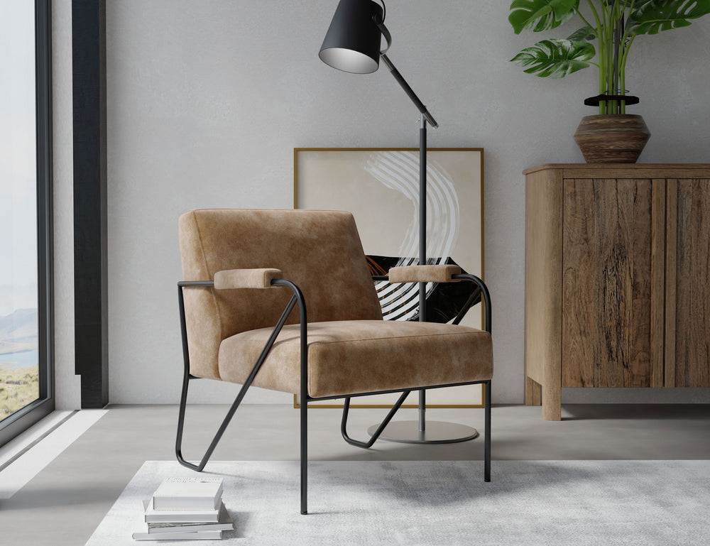 Lotus-Sillón, estructura de madera y base de metal