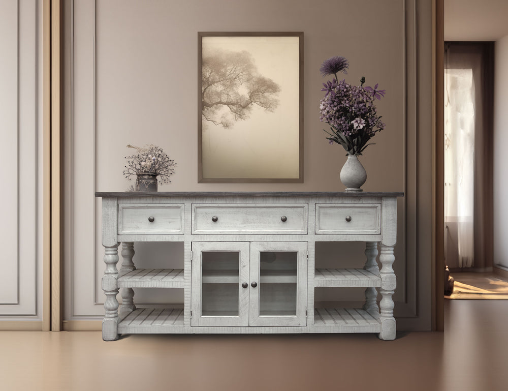 Stone-3 Drawer 2 Glass Doors 70" TV Stand