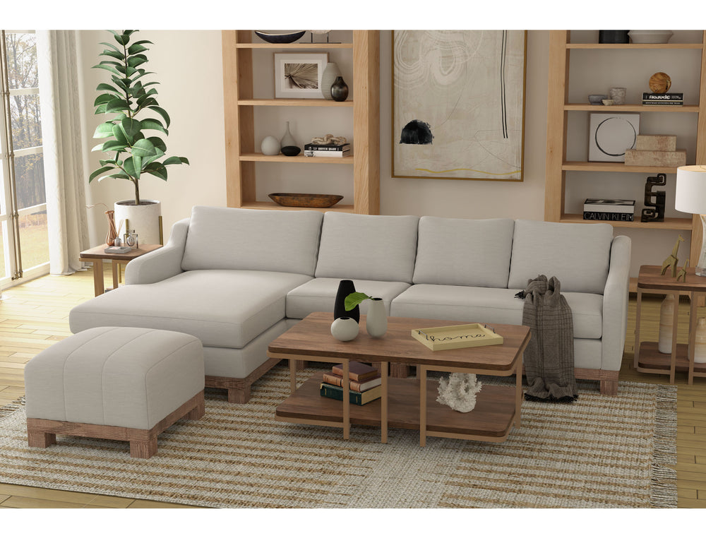 Samba-Wooden Frame & Base, Upholstered Square Ottoman