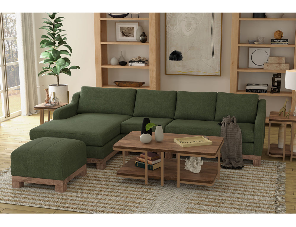 Samba-Wooden Frame & Base, Upholstered Square Ottoman