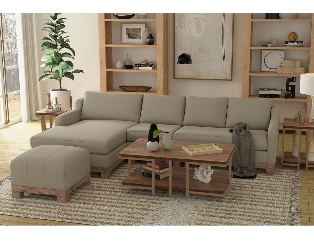 Samba-Wooden Frame & Base, Upholstered Square Ottoman