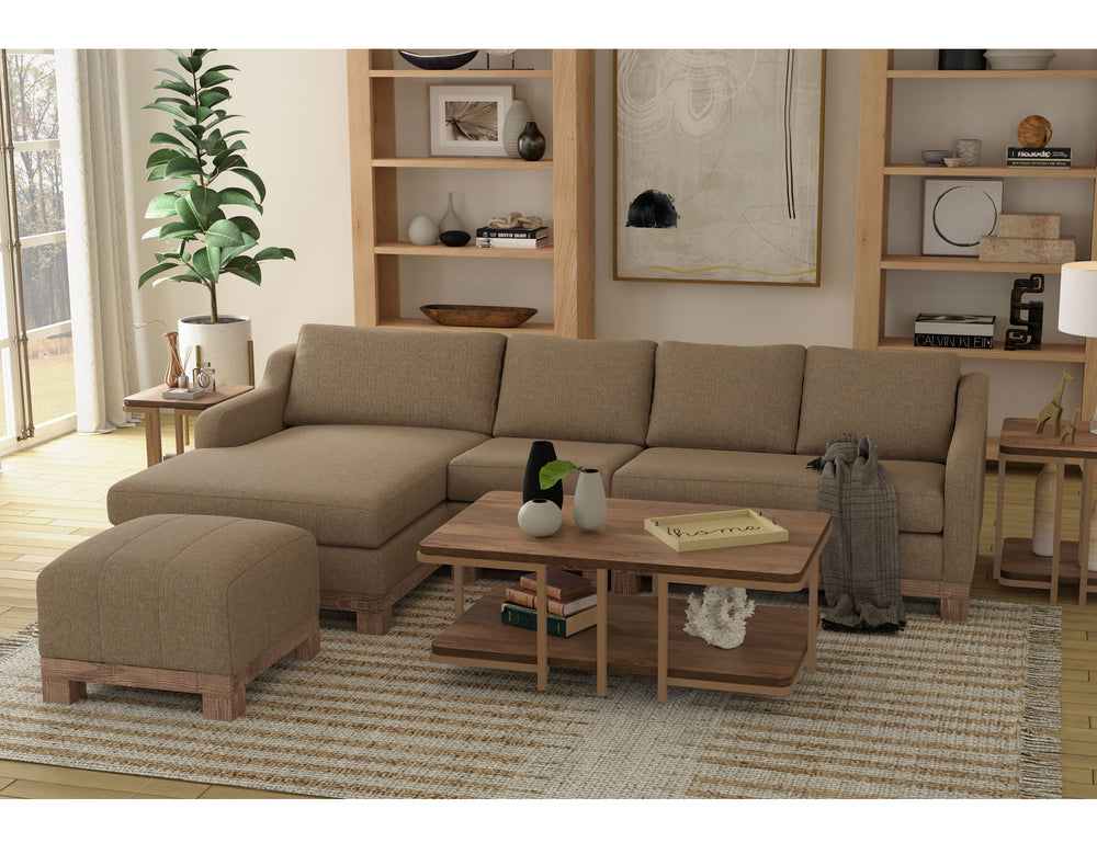 Samba-Wooden Frame & Base, Upholstered Square Ottoman