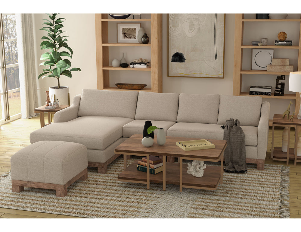Samba-Wooden Frame & Base, Upholstered Square Ottoman
