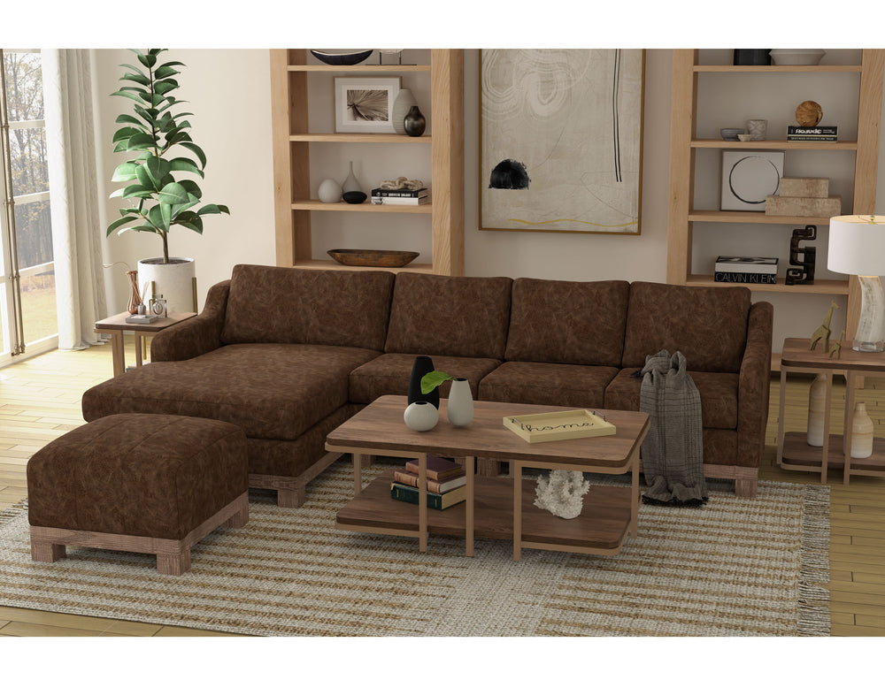 Samba-Wooden Frame & Base, Upholstered Square Ottoman