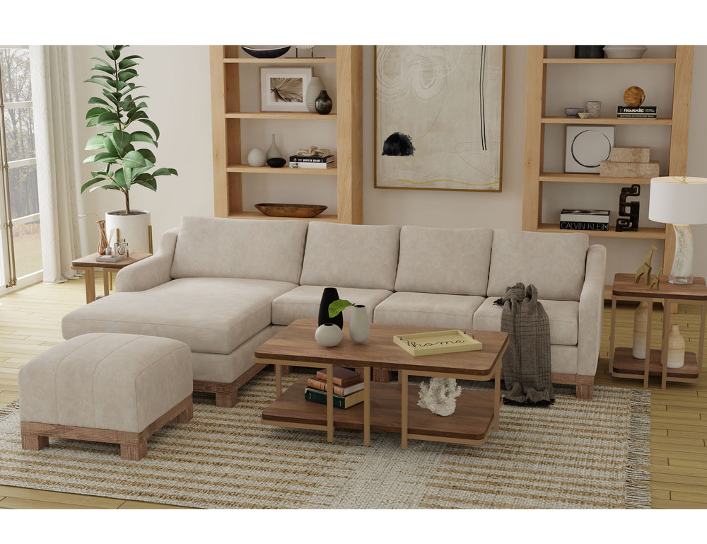 Samba-Wooden Frame & Base, Upholstered Square Ottoman