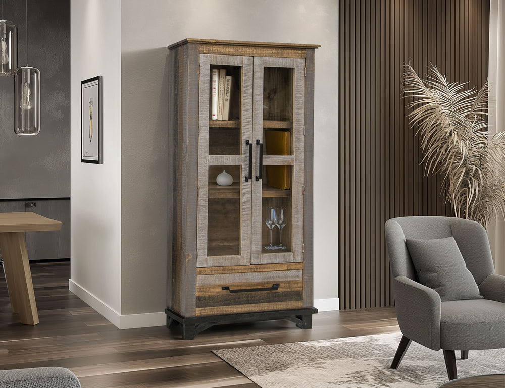 Loft Brown-1 Drawer, 2 Doors Cabinet