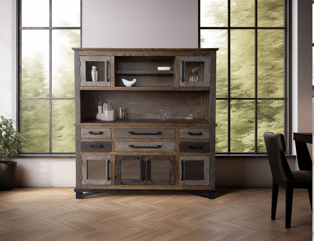 Loft Brown-6 Drawer, 6 Doors Buffet & Hutch