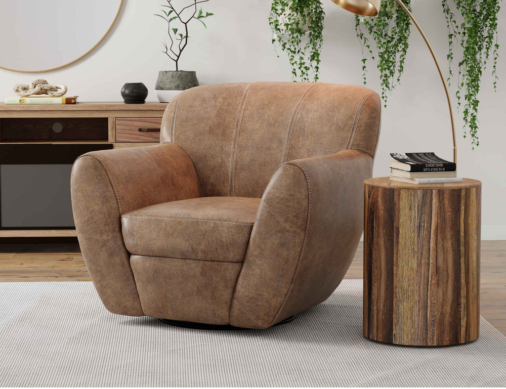 Tamesis-Silla decorativa giratoria de 360 grados, estructura de madera y base de metal