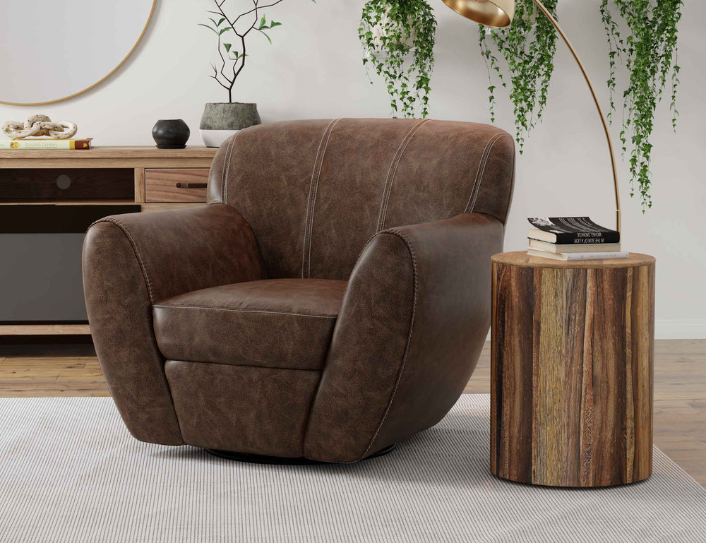 Tamesis-Silla decorativa giratoria de 360 grados, estructura de madera y base de metal