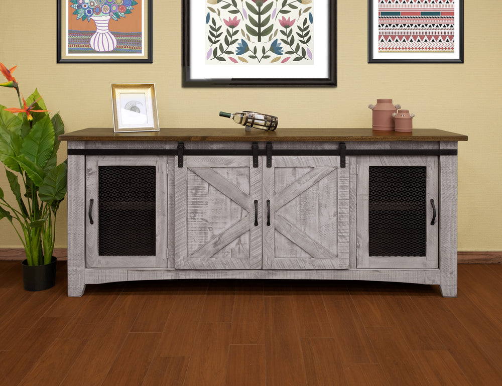 Pueblo Gray-4 Door 80" TV Stand