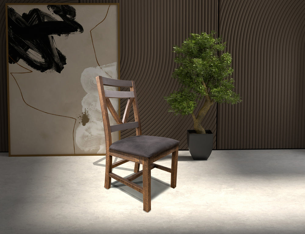 Loft Brown-Silla de madera con asiento tapizado