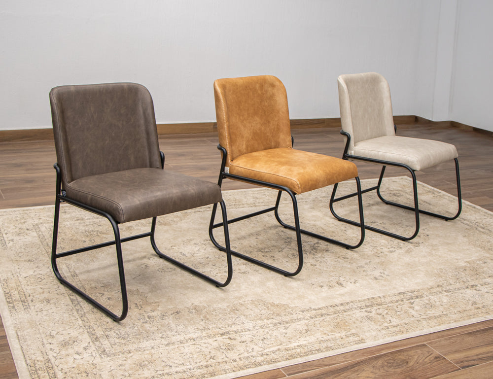Seating-Silla sin brazos, estructura de madera y base de metal