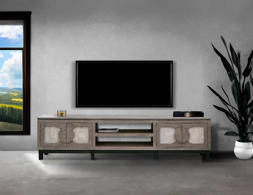 Cosalá-TV Stand, 4 puertas, terminado gris