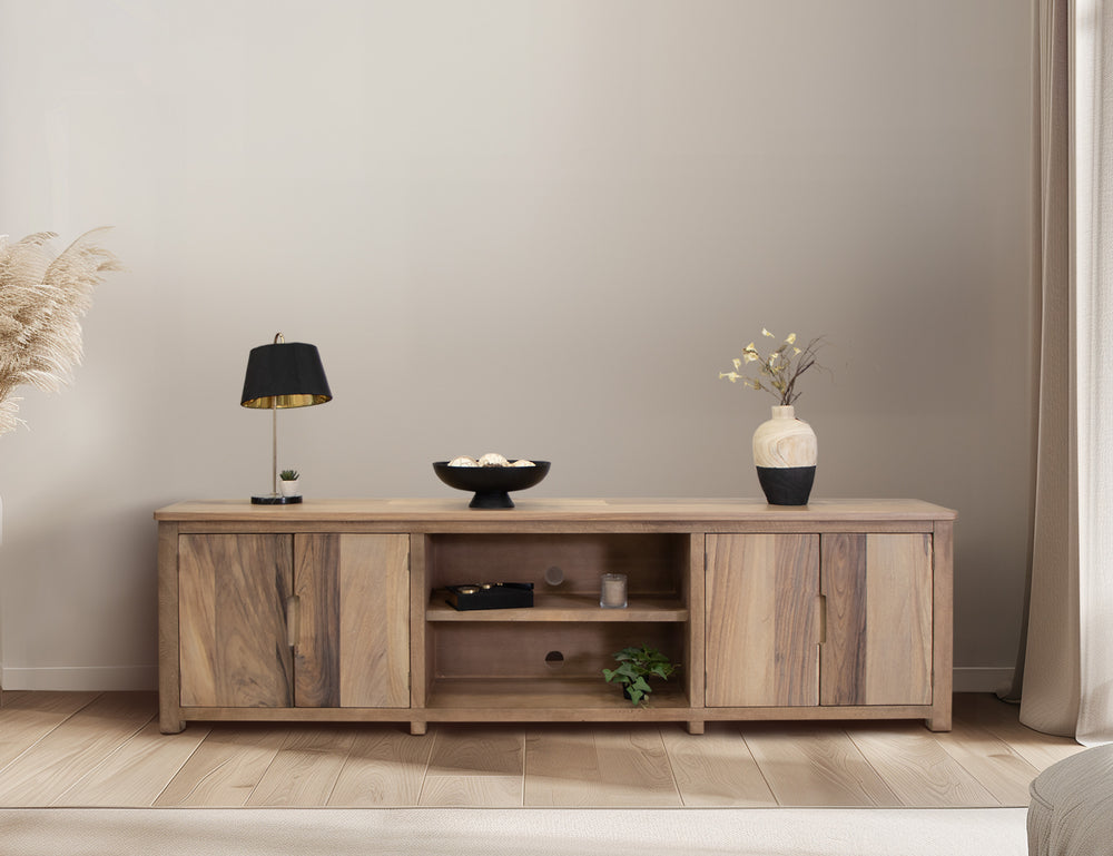 Natural Parota-4 Door 93" TV Stand