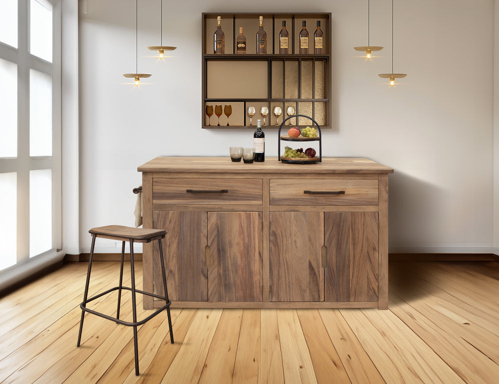 Natural Parota-4 Door 2 Drawer Kitchen Island