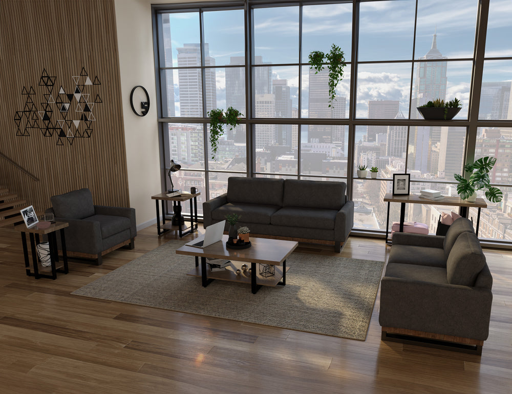 Mita-Base de metal y madera, Loveseat