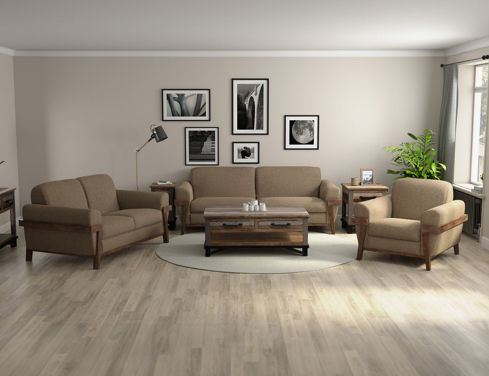 Loft Brown-Estructura y base de madera, Loveseat