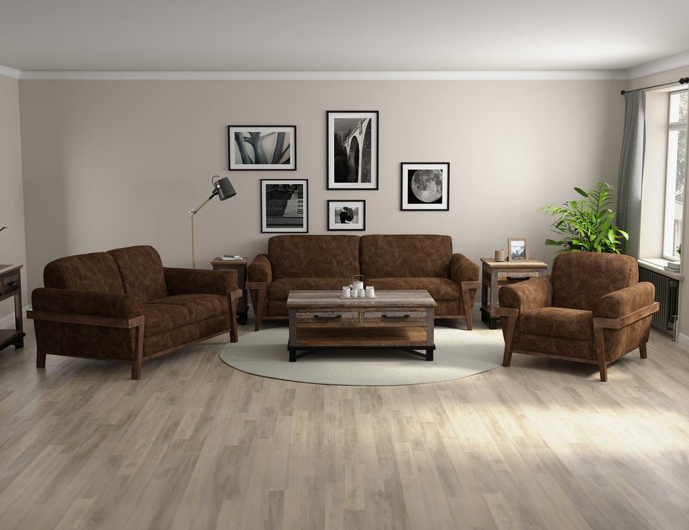 Loft Brown-Estructura y base de madera, Loveseat