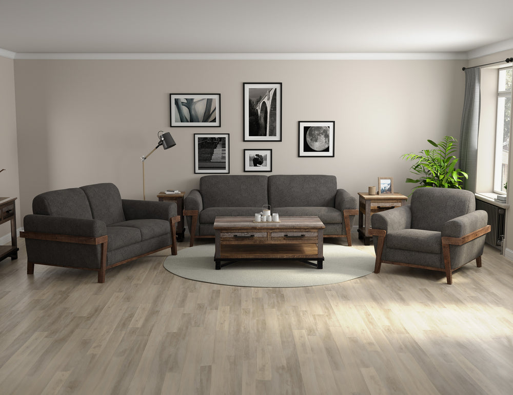 Loft Brown-Estructura y base de madera, Loveseat