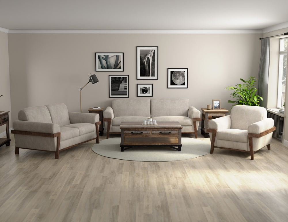 Loft Brown-Estructura y base de madera, Loveseat