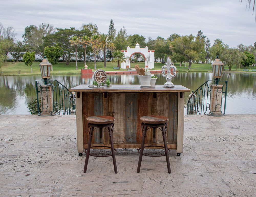Antique Multicolor-Taburete giratorio ajustable