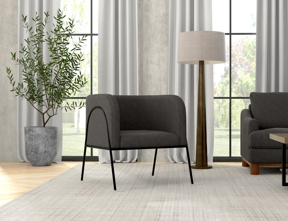 Malibu-Sillón, estructura de madera y base de metal